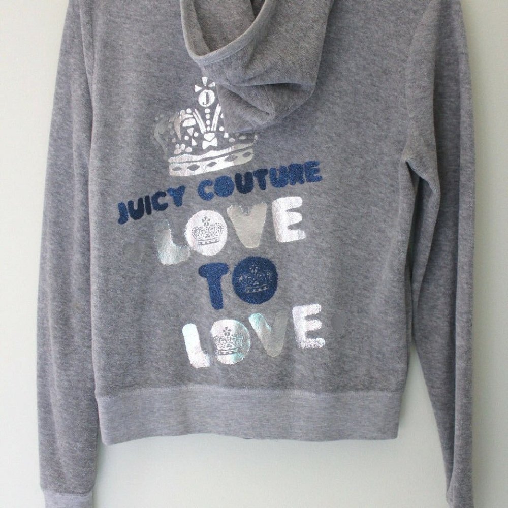 Juicy Couture Gray "Silver Lining" Terry Cloth Jacket / Hoodie